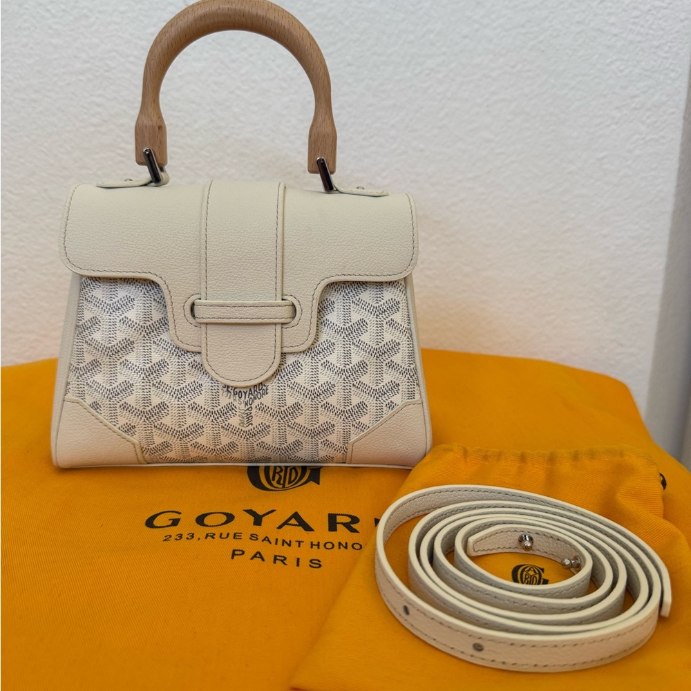 Goyard White and Tan Satchel